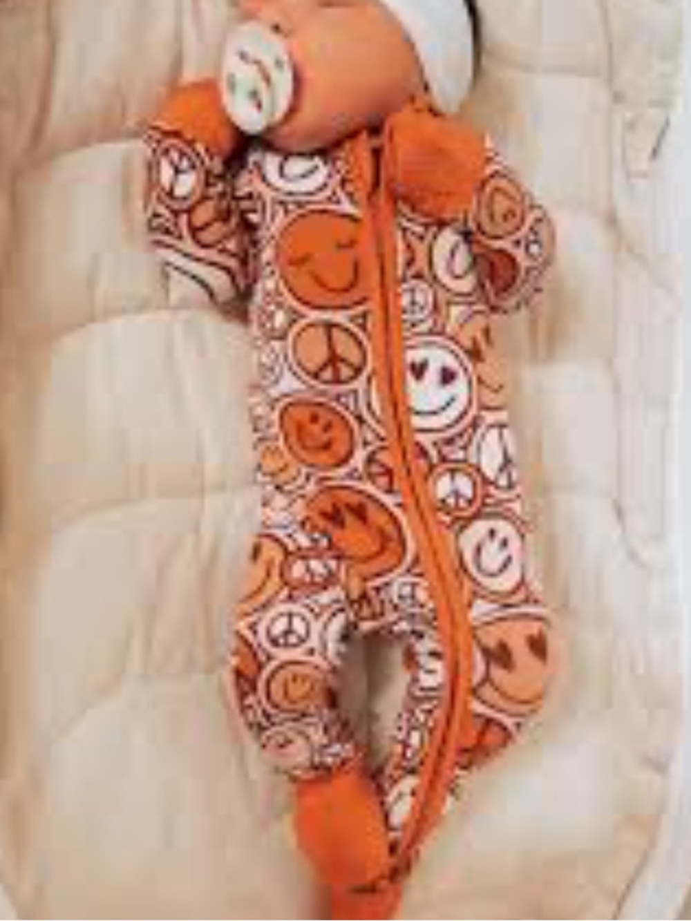 Little Sleepies Groovy Baby Retro Peace Sign Full Zip Sleepy Sleeper 6-12 Months
